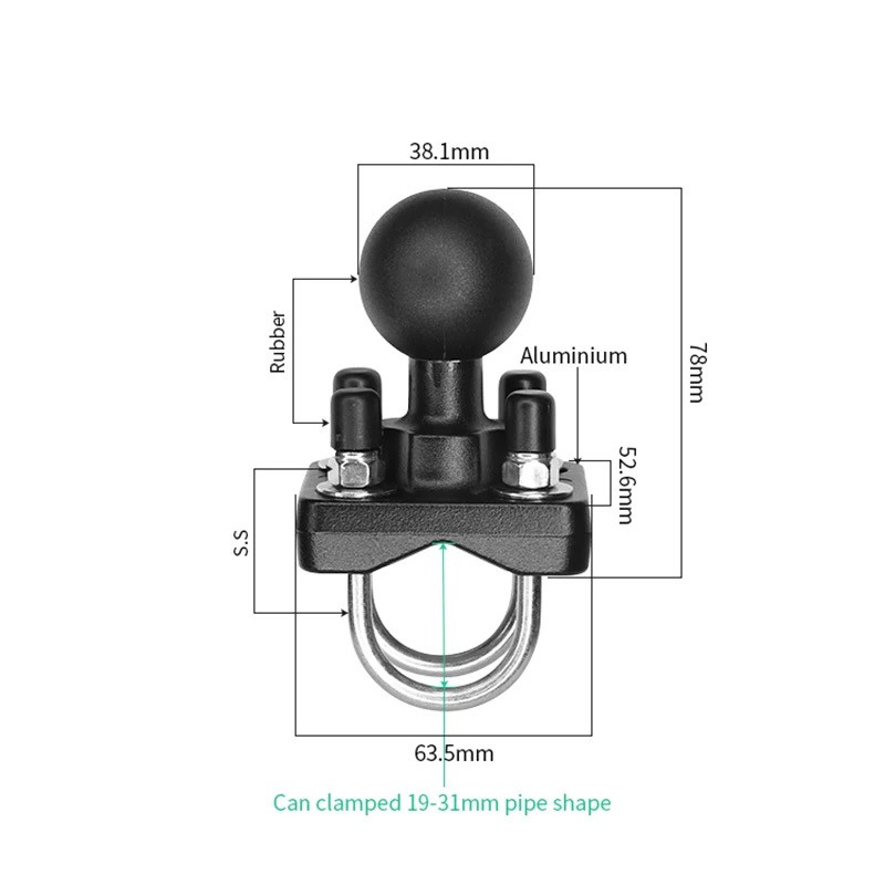 Fish Finder Mount - Aluminiowy podwójny uchwyt U-Bolt do szyny