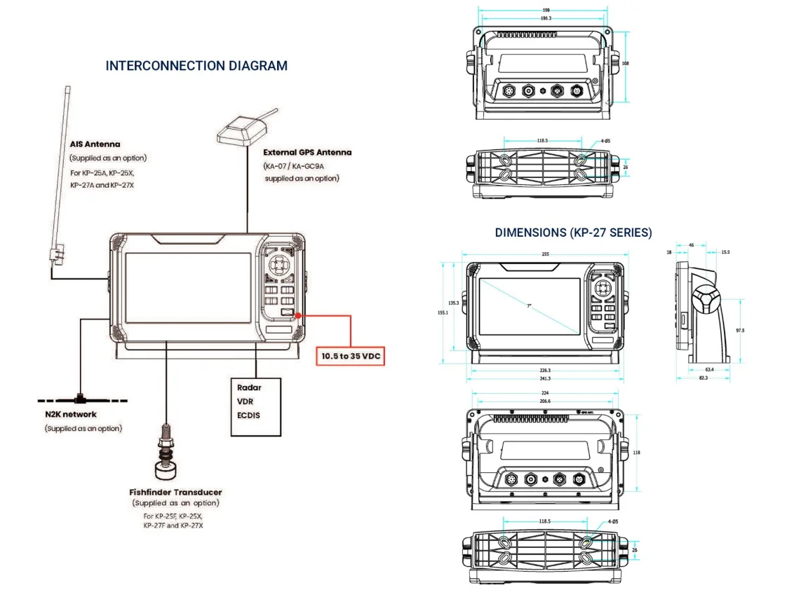 7-calowy Onwa KP-27X. AIS klas – Fish Finder Transducer recenzja i cena